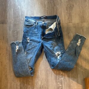 Express Ripped Blue Skinny Jeans